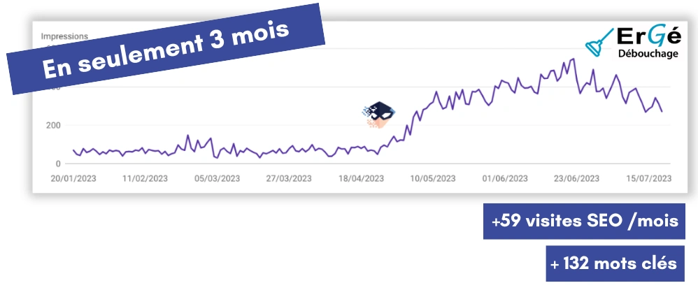 Graphique résultats trafic seo client